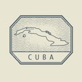 Stamp with the name and map of Cuba Royalty Free Stock Photo