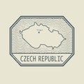 Stamp with the name and map of Czech Republic Royalty Free Stock Photo