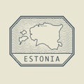 Stamp with the name and map of Estonia