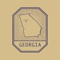 Stamp with the name and map of Georgia, United States Royalty Free Stock Photo