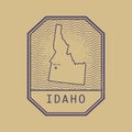 Stamp with the name and map of Idaho, United States