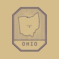 Stamp with the name and map of Ohio, United States