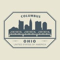 Stamp with name of Ohio, Columbus