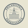 Stamp with name of Pennsylvania, Philadelphia