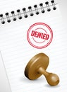 Stamp on paper notebook - DENIED print Royalty Free Stock Photo