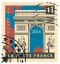 Stamp with Paris Triumphal Arch