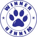 Stamp with paw and inscription - winner