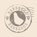 Stamp Postal of  Barbados. Map Silhouette rubber Seal.  Design Retro Travel. Seal of Map Barbadosgrunge  for your design. Royalty Free Stock Photo