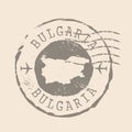 Stamp Postal Bulgaria. Map Silhouette rubber Seal. Design Retro Travel. Seal of Map Bulgaria grunge