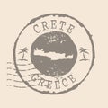 Stamp Postal of Crete. Map Silhouette rubber Seal. Design Retro Travel. Seal Map Crete of Greece grunge