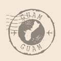 Stamp Postal of Guam. Map Silhouette rubber Seal. Design Retro Travel. Seal Map of Guam grunge