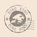 Stamp Postal of Hong Kong. Map Silhouette rubber Seal.  Design Retro Travel. Seal Map Hong Kong of China grunge  for your design. Royalty Free Stock Photo