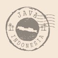 Stamp Postal of Java . Map Silhouette rubber Seal. Design Retro Travel. Seal of Map Java grunge