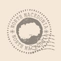 Stamp Postal North Macedonia. Map Silhouette rubber Seal. Design Retro Travel. Seal of Map North Macedonia grunge