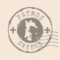 Stamp Postal of Patmos. Map Silhouette rubber Seal. Design Retro Travel. Seal Map Patmos of Greece