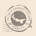 Stamp Postal of Prince Edward Island. Map Silhouette rubber Seal. Design Retro Travel. Seal Map Prince Edward Island