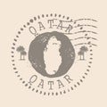Stamp Postal of Qatar. Map Silhouette rubber Seal. Design Retro Travel. Seal of Map Qatar grunge for your design.