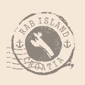 Stamp Postal of Rab island. Map Silhouette rubber Seal. Design Retro Travel. Seal Map Rab of Croatia grunge Royalty Free Stock Photo