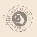 Stamp Postal of Santorini. Map Silhouette rubber Seal. Design Retro Travel. Seal Map Santorini of Greece grunge for your design