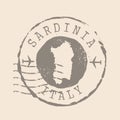 Stamp Postal of Sardinia. Map Silhouette rubber Seal. Design Retro Travel. Seal Map Sardinia of Italy grunge for your design.