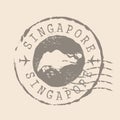 Stamp Postal of Singapore. Map Silhouette rubber Seal. Design Retro Travel. Seal of Map Singapore grunge