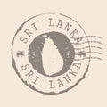 Stamp Postal of Sri Lanka. Map Silhouette rubber Seal. Design Retro Travel. Seal of Map Sri Lanka grunge