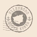 Stamp Postal of Ulleungdo. Map Silhouette rubber Seal. Design Retro Travel. Seal Map Ulleungdo of South Korea