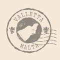 Stamp Postal of Valletta. Map Silhouette rubber Seal. Design Retro Travel. Seal Map Valletta is capital of Malta