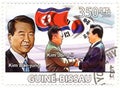 Stamp with president of North Korea Kim Dae Jung