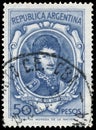 Stamp printed by Argentina shows General Jose De San Martin Royalty Free Stock Photo