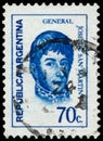 Stamp printed by Argentina, shows General Jose de San Martin Royalty Free Stock Photo