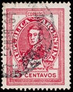 Stamp printed by Argentina, shows General Jose de San Martin Royalty Free Stock Photo