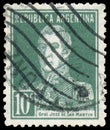Stamp printed by Argentina shows Jose de San Martin Royalty Free Stock Photo