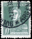 Stamp printed in the Argentina shows Jose de San Martin Royalty Free Stock Photo