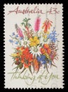 Stamp printed in Australia shows the Bunch of flowers Royalty Free Stock Photo