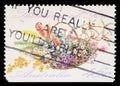 Stamp printed in Australia shows the Bunch of flowers with the description `Thinking of You`, Special Occasions