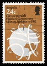 Stamp printed in Australia shows Commonwealth Heads of Government Meeting, Melbourne