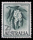 Stamp printed in Australia shows Golden Wattle, Acacia Pycnantha