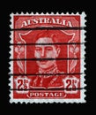 Stamp printed in Australia shows King George VI 1895-1952, King George VI Definitives - Fourth Series 1941-44 Royalty Free Stock Photo