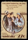 Stamp printed in Australia, shows The Sentimental Bloke, by C.J. Dennis Royalty Free Stock Photo