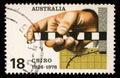 Stamp printed in Australia shows the Survey Rule, Graph, Punched Tape, Commonwealth Scientific and Industrial Research Organizatio