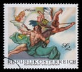 Stamp printed in Austria, is shown Angels, from Last Judgment by Troger Royalty Free Stock Photo