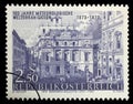 Stamp printed in the Austria shows Academy of Science, by Canaletto, Vienna