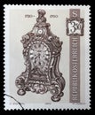 Stamp printed in the Austria shows Bracket Clock Royalty Free Stock Photo