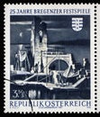 Stamp printed in the Austria shows Bregenz Festival Stage, 25th Anniversary of Bregenz Festival Royalty Free Stock Photo