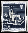 Stamp printed in the Austria shows Bregenz Festival Stage, 25th Anniversary of Bregenz Festival