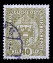 Stamp printed by Austria, shows crown and eagle