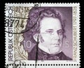 Stamp printed in Austria shows Franz Schubert, 200th birthday