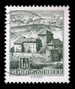 Stamp printed in the Austria shows Schatten Castle, Feldkirch, Vorarlberg Royalty Free Stock Photo