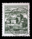 Stamp printed in the Austria shows Schatten Castle, Feldkirch, Vorarlberg Royalty Free Stock Photo